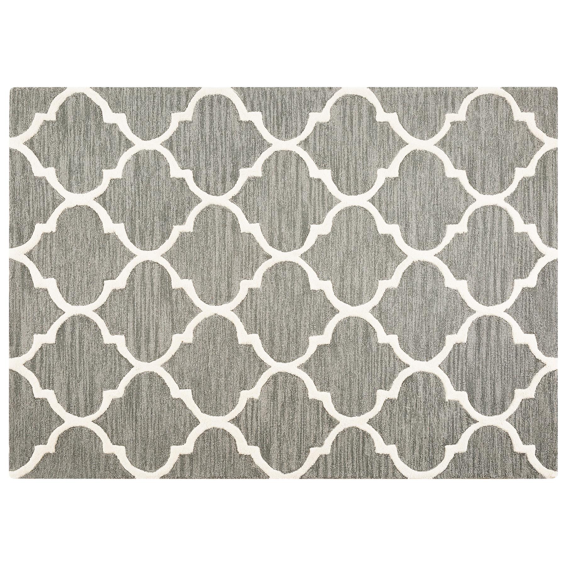 Beliani - YALOVA - Laagpolig vloerkleed - Grijs - 160 x 230 cm - Wol