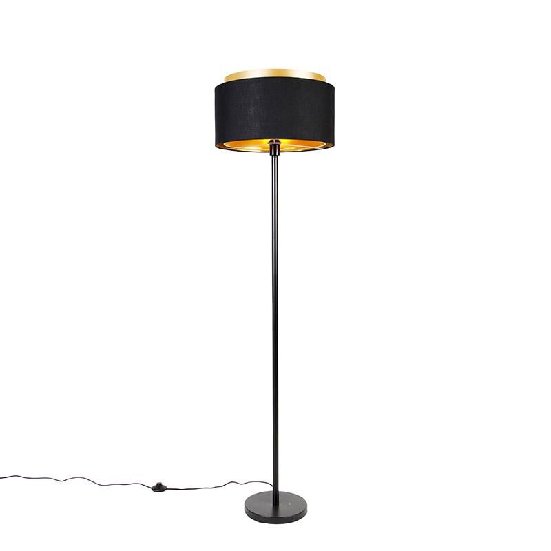 QAZQA Moderne Vloerlamp Zwart Met Kap Zwart Met Goud Simplo Kopen Shop Bij Vtwonen By FonQ