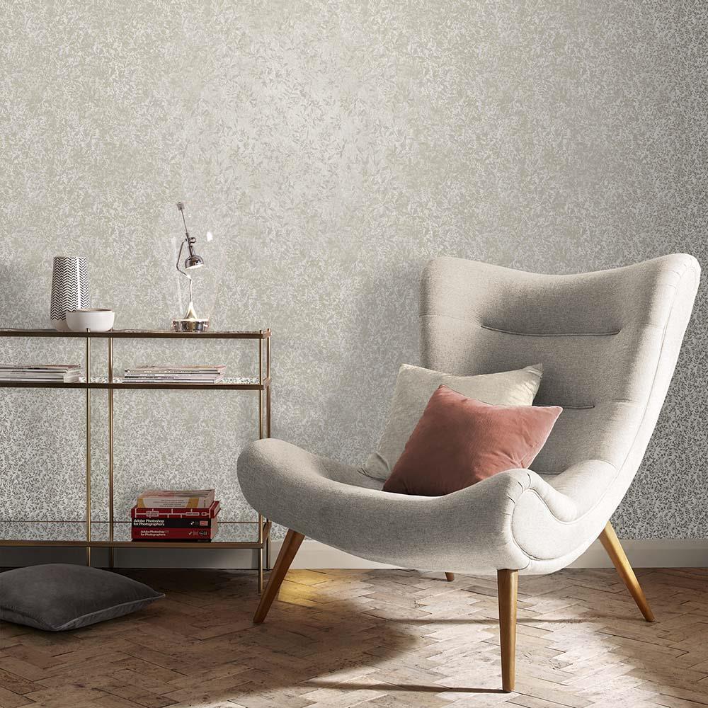 Graham & Brown vliesbehang Botany Soft Gold wit