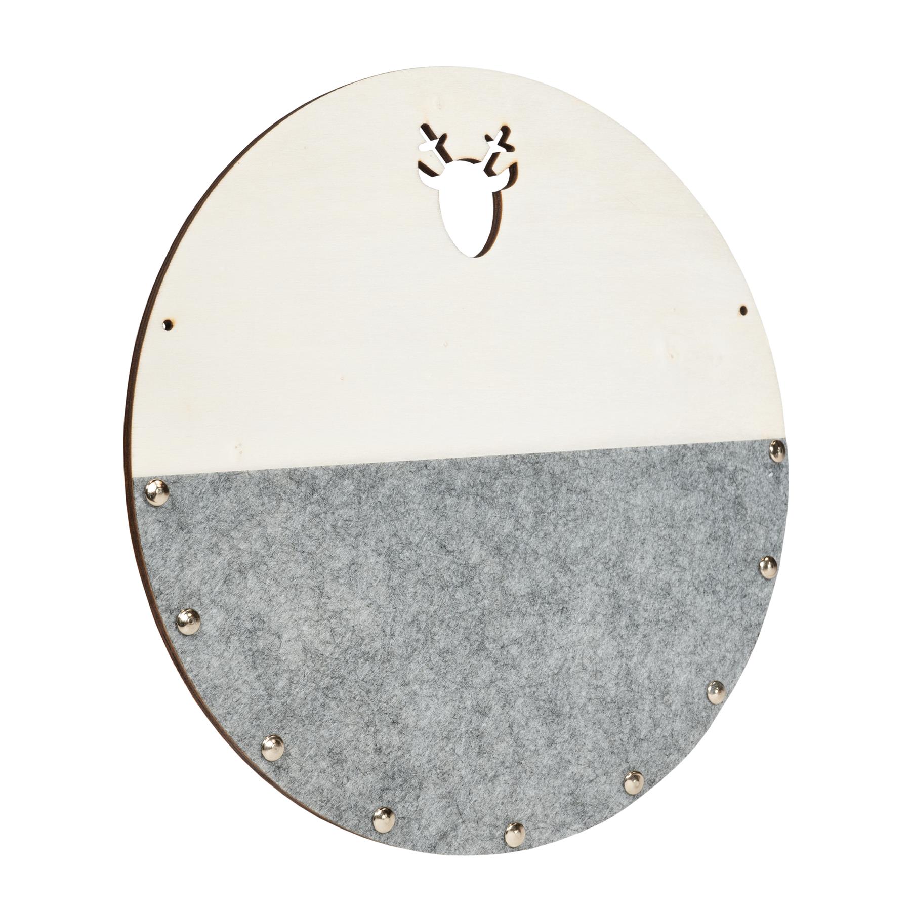 QUVIO Memobord rond hout + half vilt - Grijs