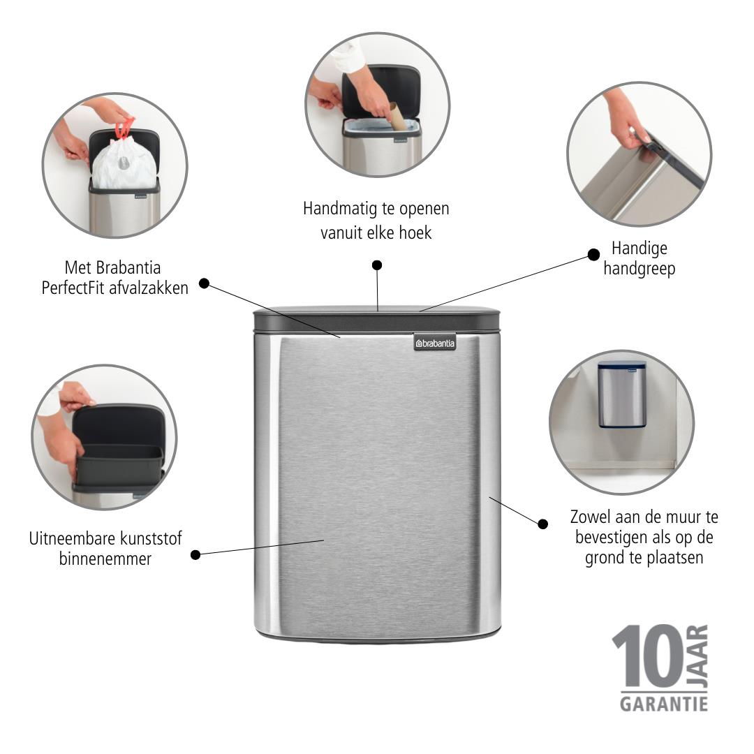 Brabantia Bo Afvalemmer 7 L - Matt Steel FPP