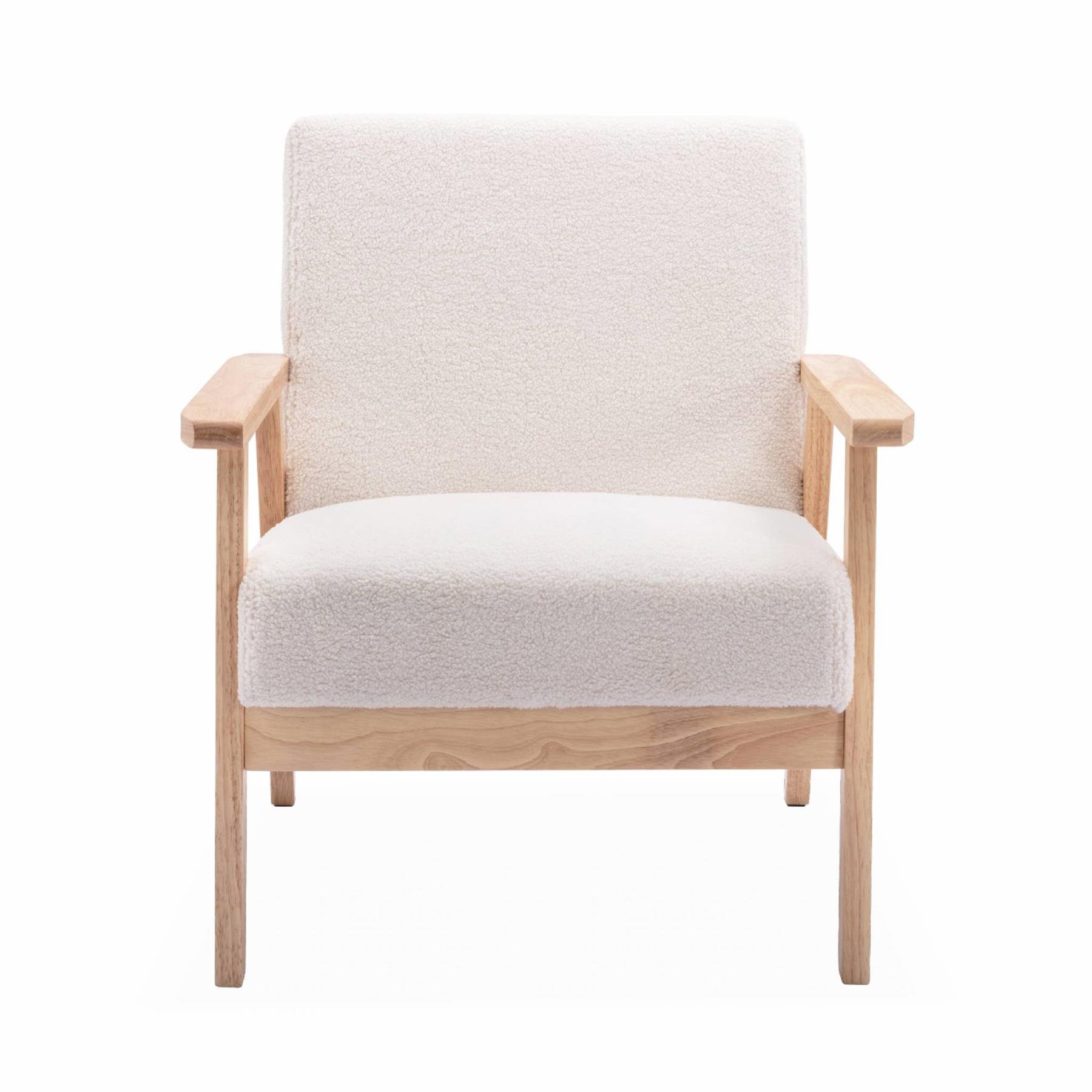 sweeek - Houten fauteuil met bouclé zitting