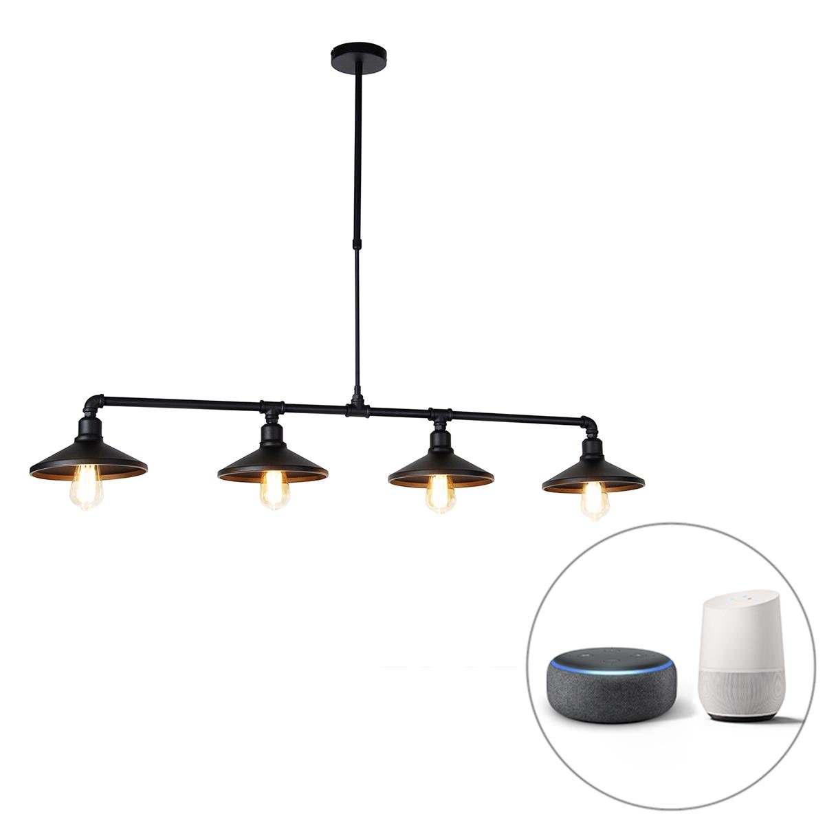 QAZQA Smart Hanglamp Zwart 4-lichts Incl. Wifi ST64 - Laser Kopen? Shop ...