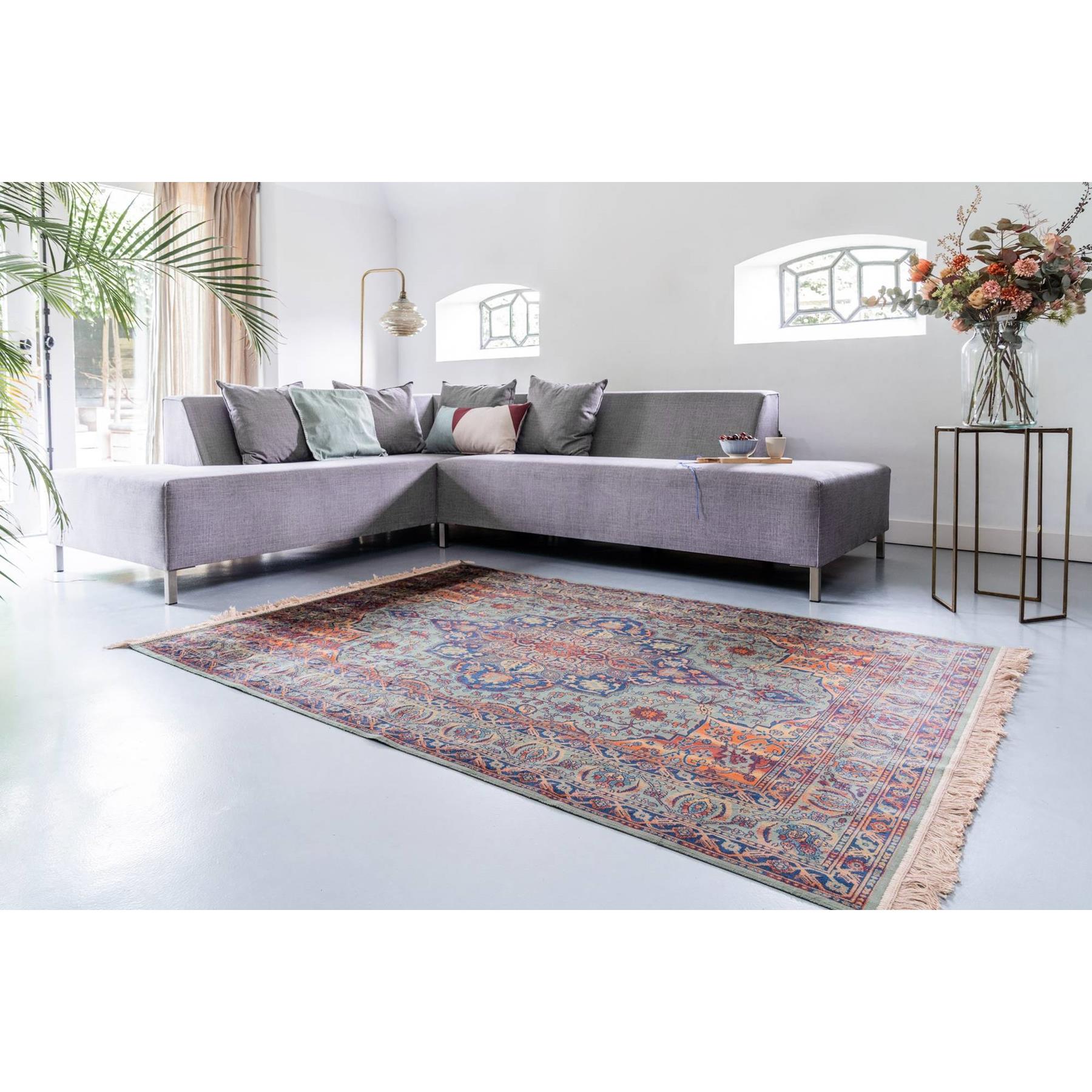 Tier - Vintage Vloerkleed Manami Groen met franjes