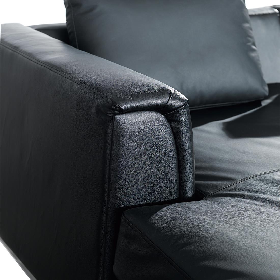 Beliani-OSLO-Hoekbank met ottomaan-Zwart-Rechterzijde-270 cm-Leer