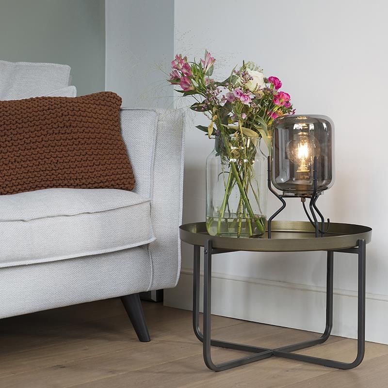 QAZQA Design tafellamp zwart met smoke glas - Bliss