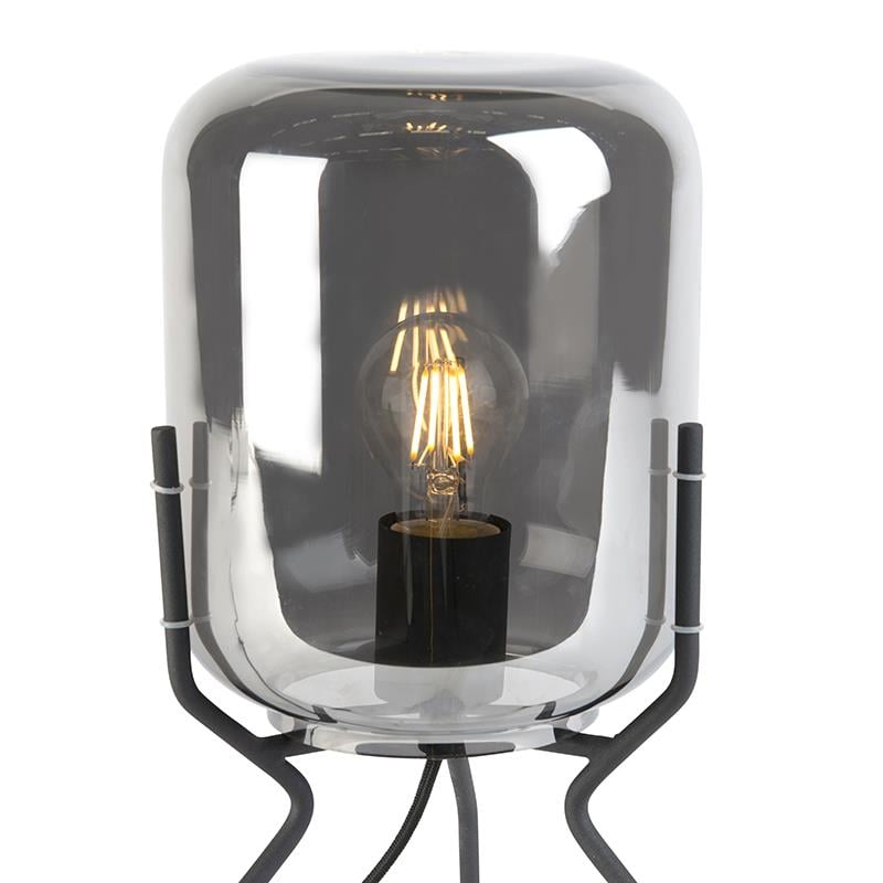 QAZQA Design tafellamp zwart met smoke glas - Bliss