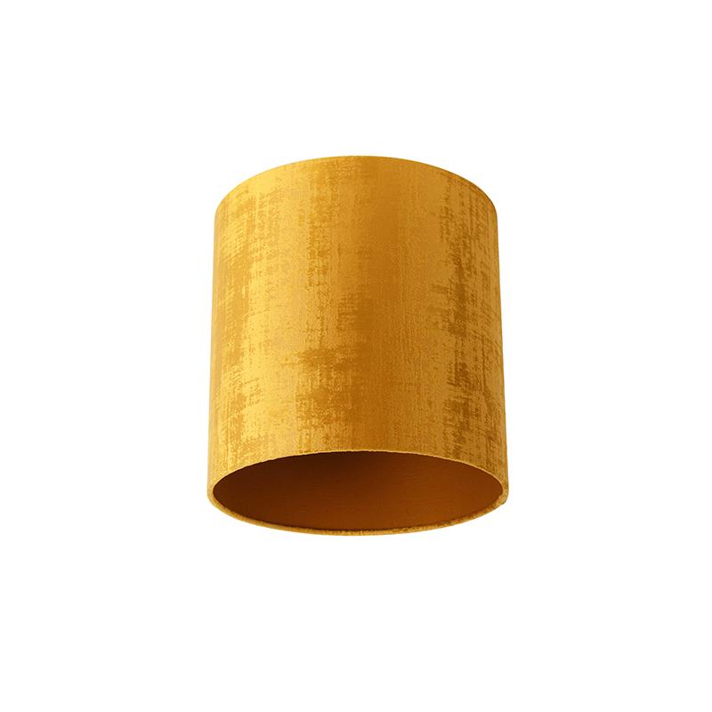 QAZQA Velours lampenkap goud cilinder 25|25|25