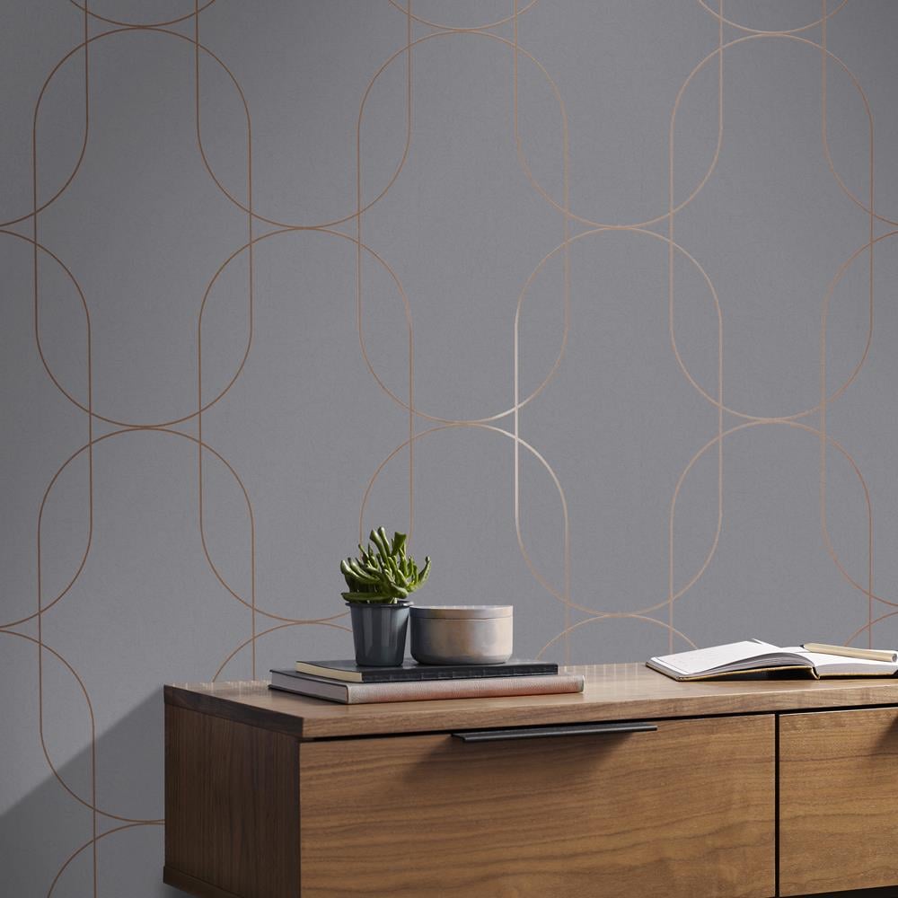 Graham & Brown - Vliesbehang - Palais Grey & Rose Gold - 10mx53cm