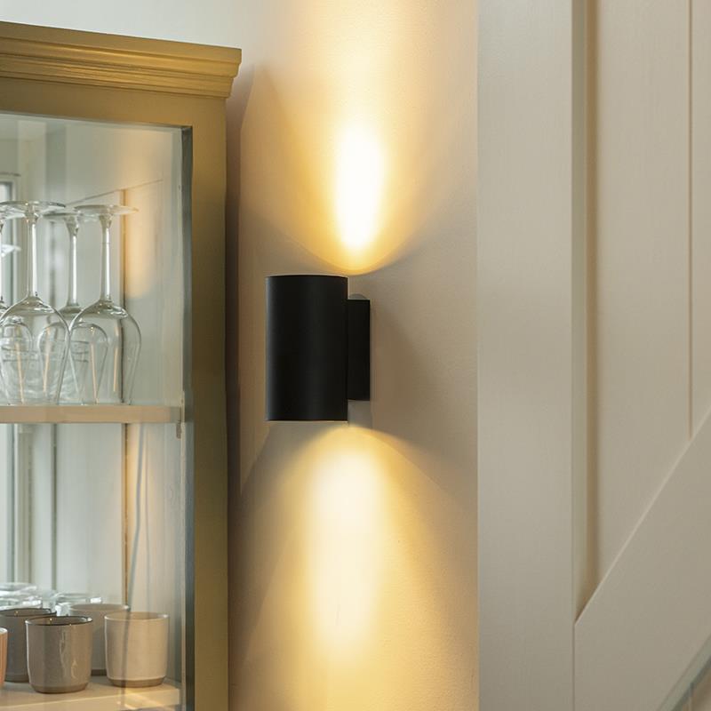 QAZQA Smart design wandlamp zwart incl. 2 Wifi GU10 - Sandy