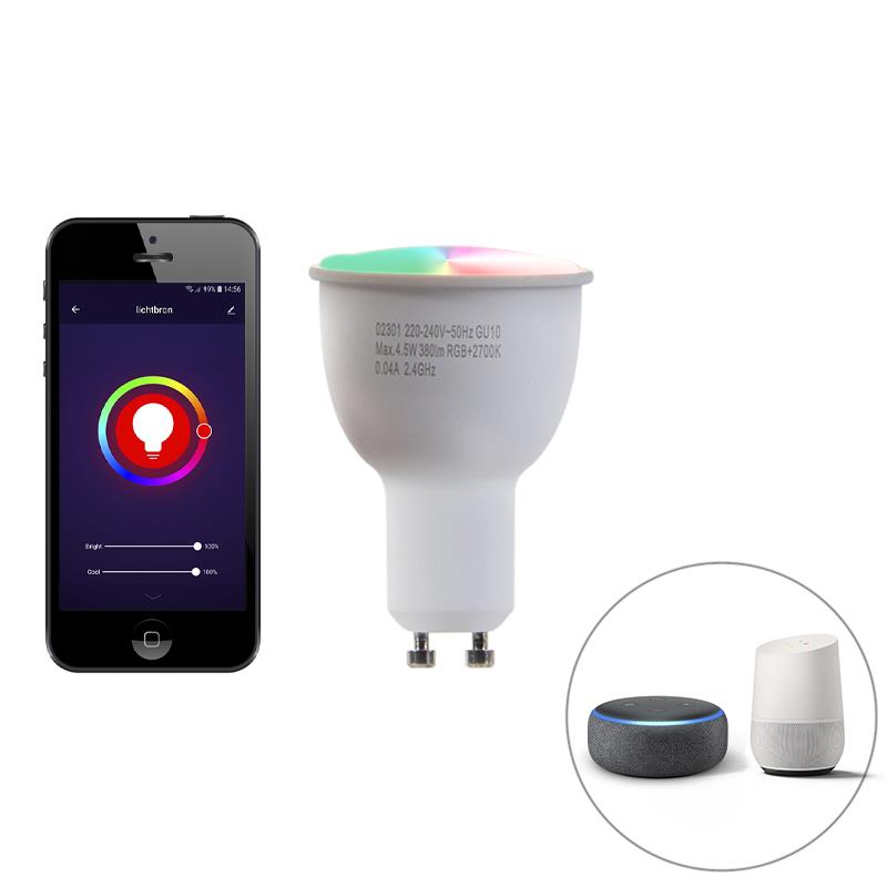 QAZQA Smart design wandlamp zwart incl. 2 Wifi GU10 - Sandy