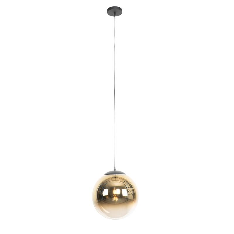 QAZQA Art deco hanglamp zwart met goud glas 33 cm - pallon