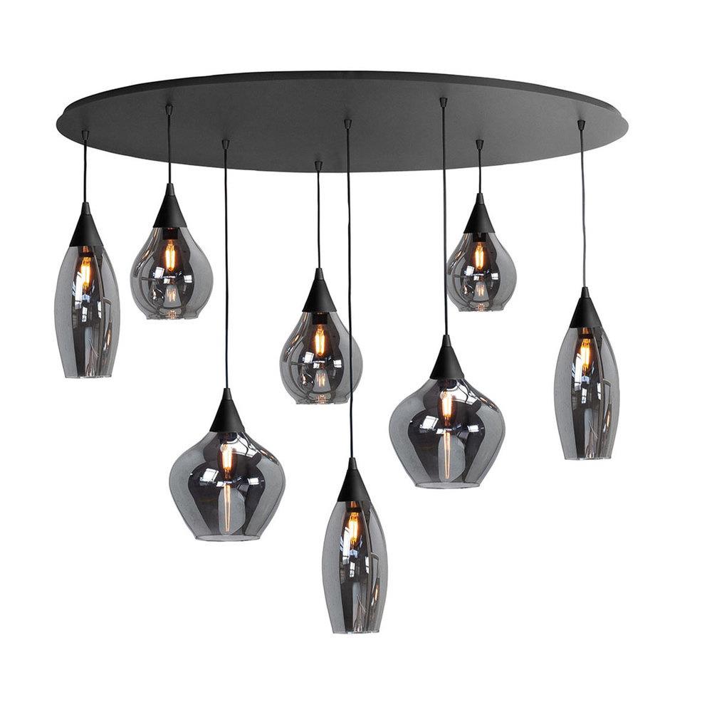 Highlight Hanglamp Cambio Black Smoke Ovaal 8 lichts  L 100cm