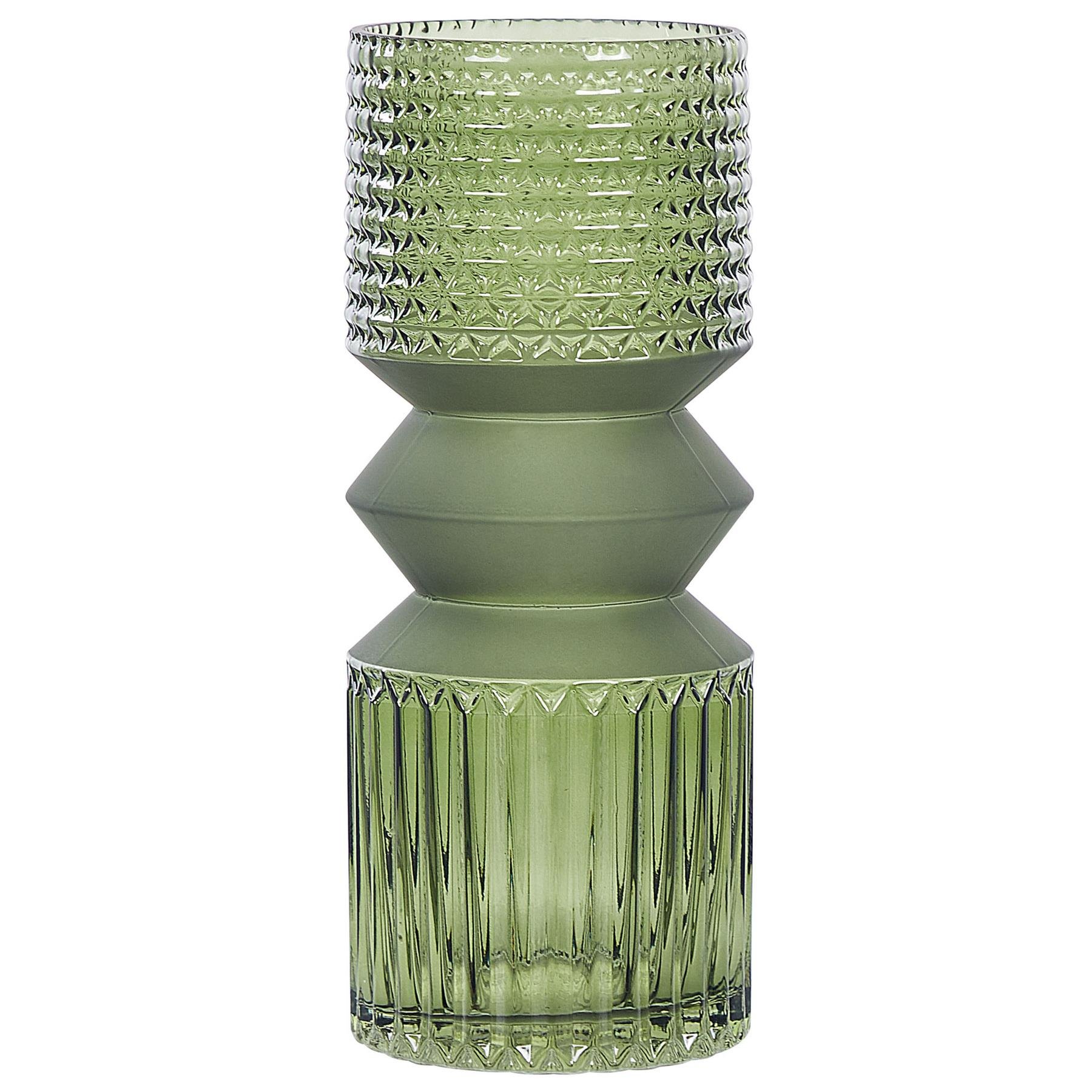 Beliani - VRADETO - Decoratieve vaas - Olijfgroen - Glas