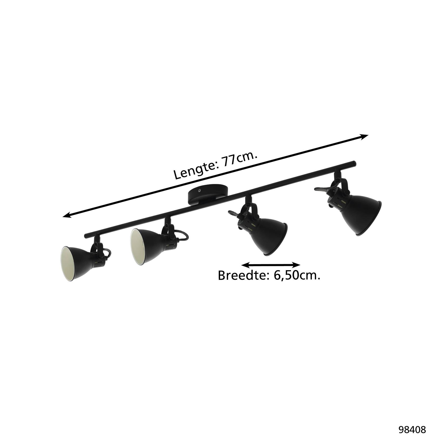 EGLO Seras 2 Spot - GU10 - 4 lichts - 77 cm - Zwart