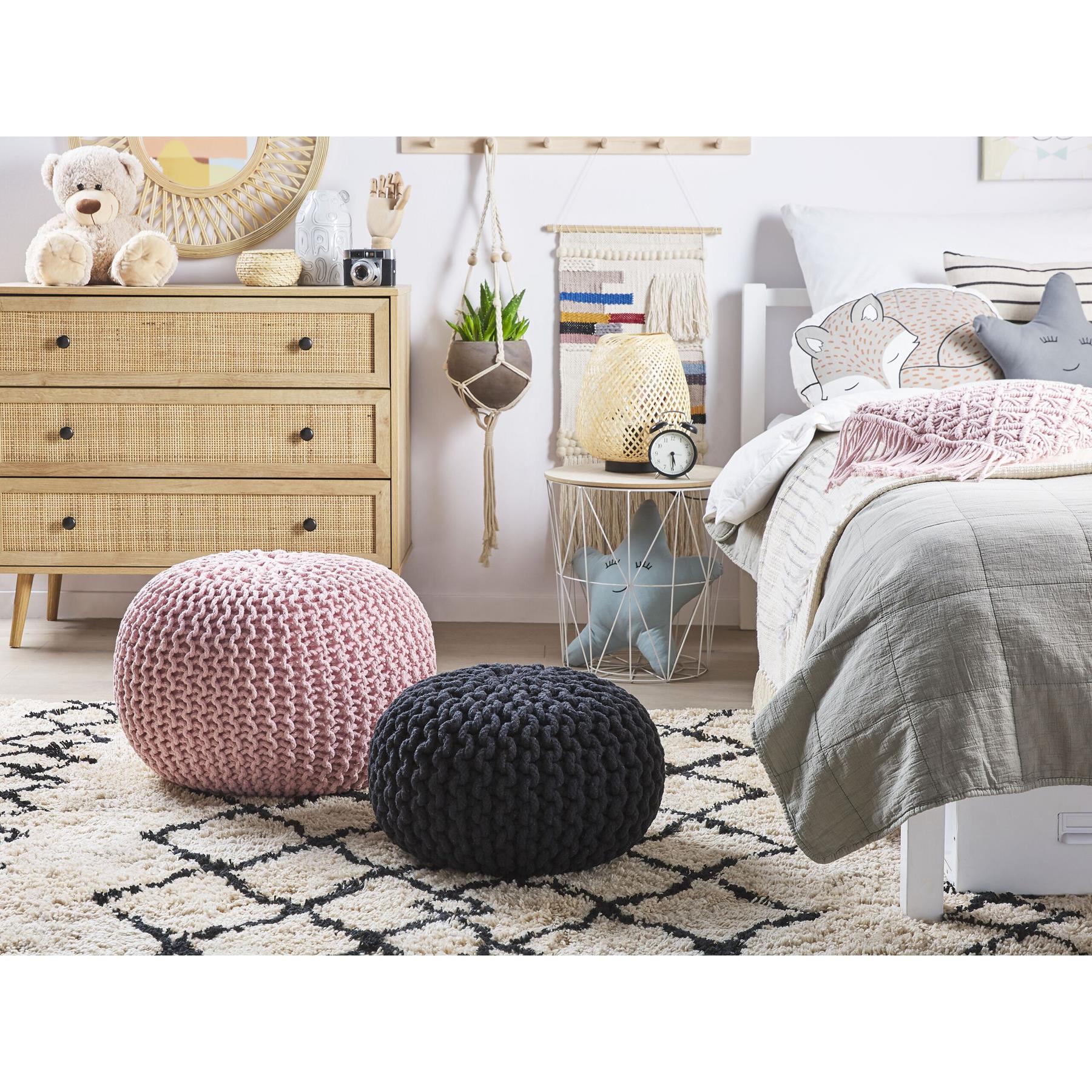 Beliani - CONRAD - Poef - Roze - 50 cm - Katoen