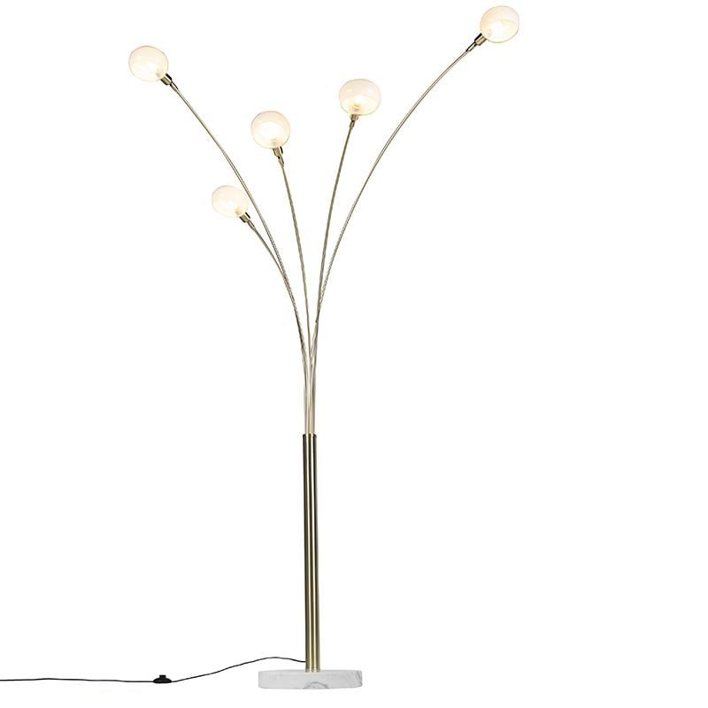QAZQA Art deco vloerlamp goud 5-lichts - Sixties Marmo