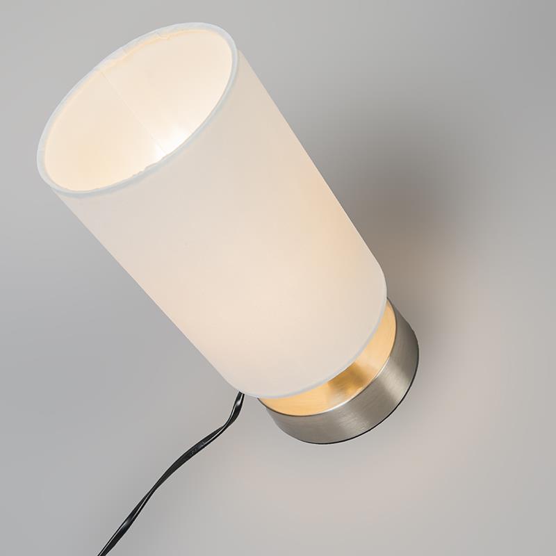 QAZQA Moderne tafellamp wit rond 12 cm dimbaar - Milo 2