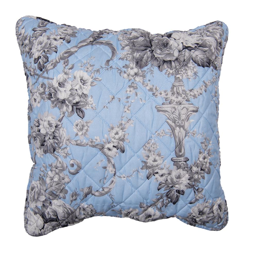 Clayre & Eef Kussenhoes  50x50 cm Blauw Polyester Vierkant Bloemen