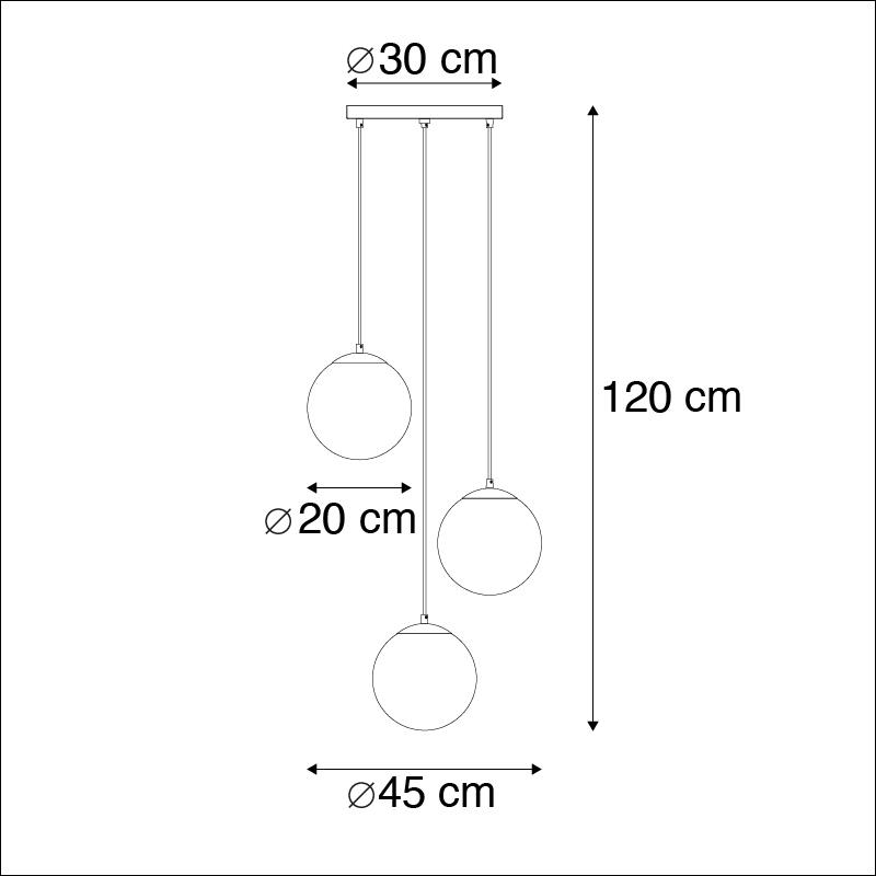 QAZQA Smart hanglamp zwart met smoke glas 3-lichts incl. Wifi ST64 -