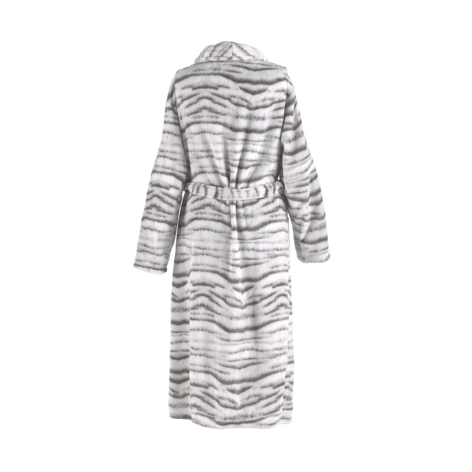 Zo Home Flanel Fleece Badjas Siberian White Tiger - grey - L