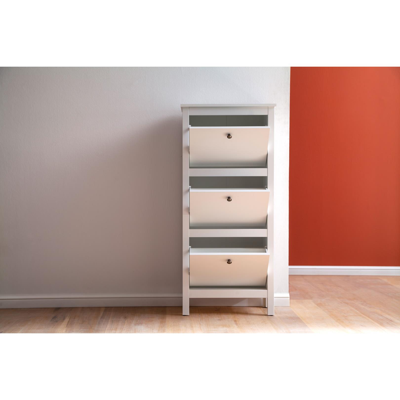 Hioshop OleGD schoenenkast 3 kleppen wit.