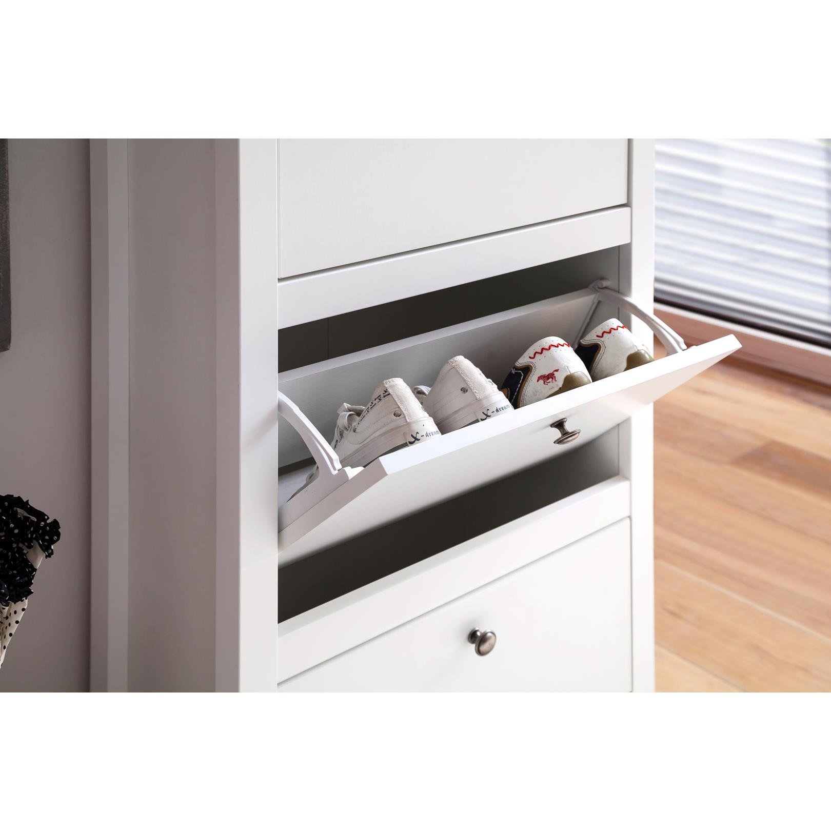 Hioshop OleGD schoenenkast 3 kleppen wit.
