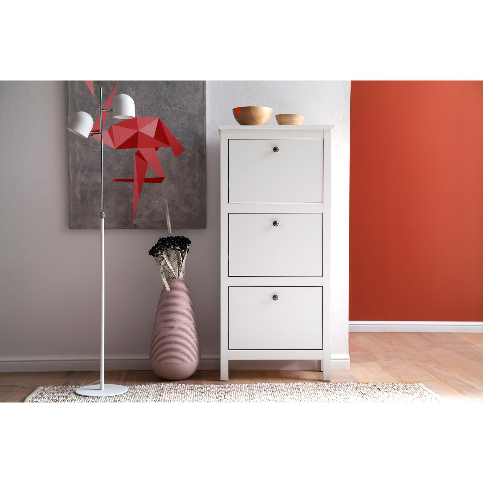 Hioshop OleGD schoenenkast 3 kleppen wit.