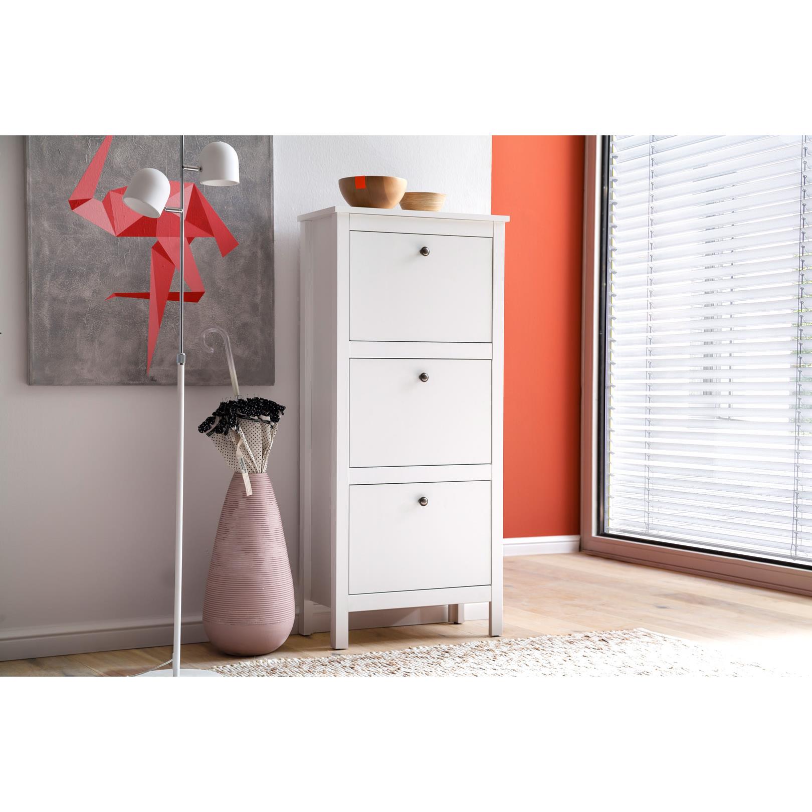 Hioshop OleGD schoenenkast 3 kleppen wit.