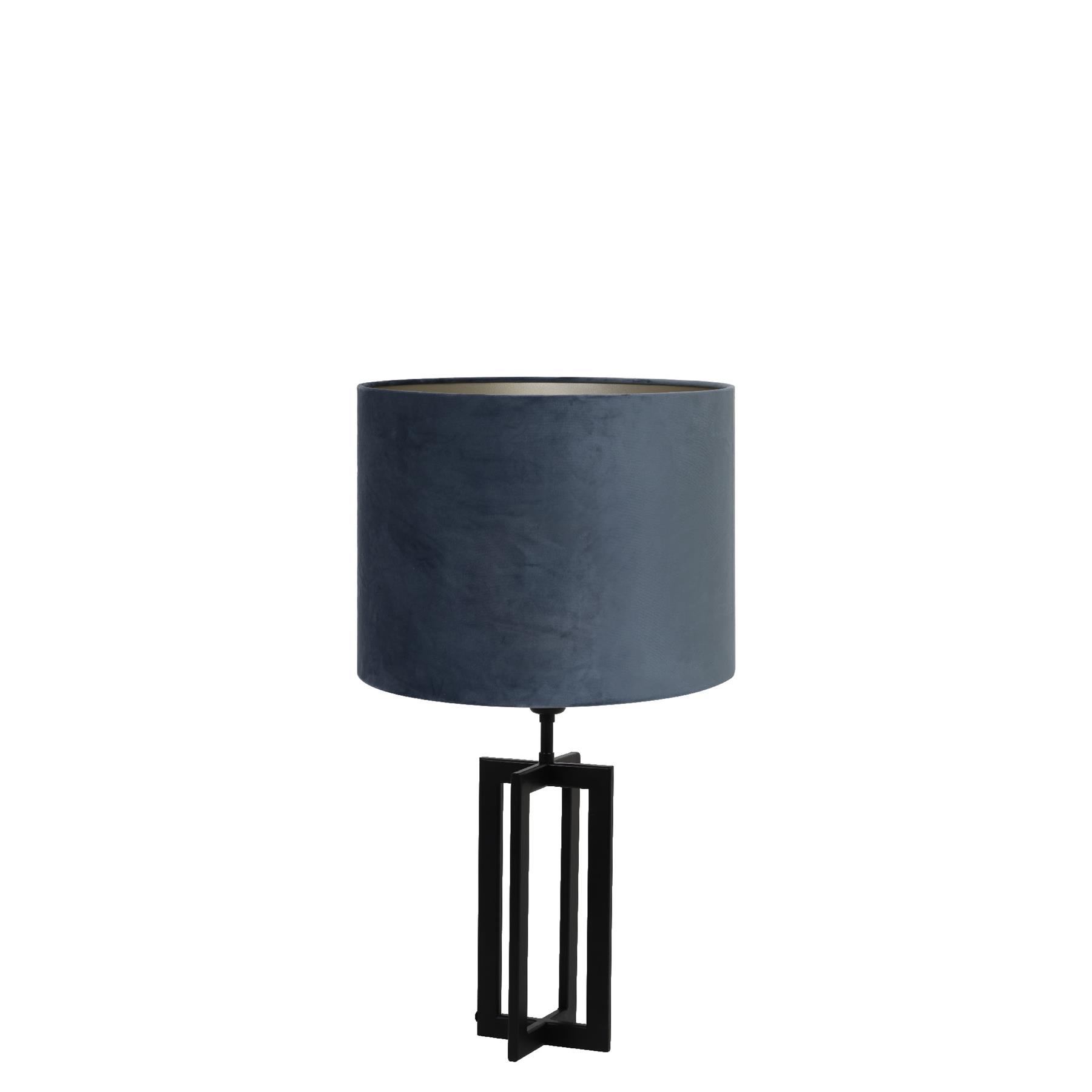 Light & Living Tafellamp Mace|Velours - Zwart|Dusty Blue - Ø30x56cm