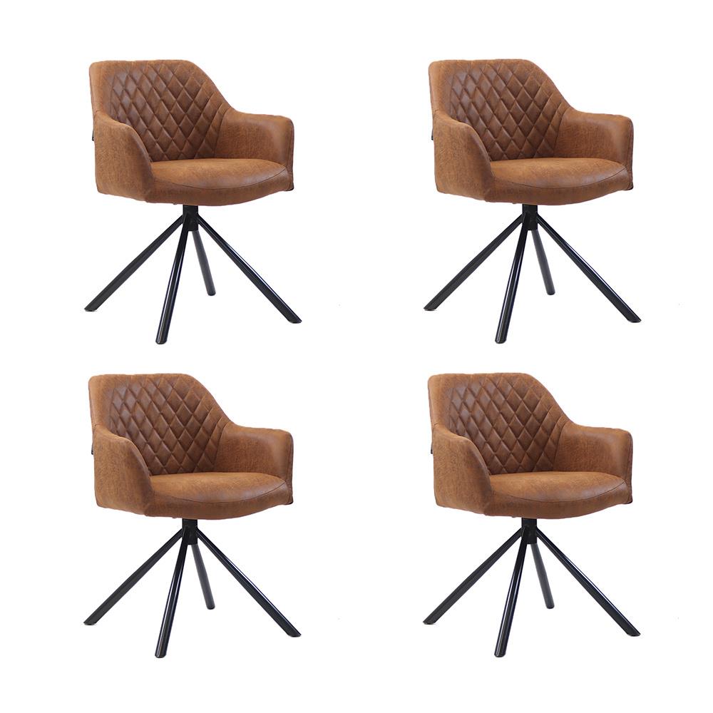 Bronx71 Industriële eetkamerstoel Dex cognac eco-leer -