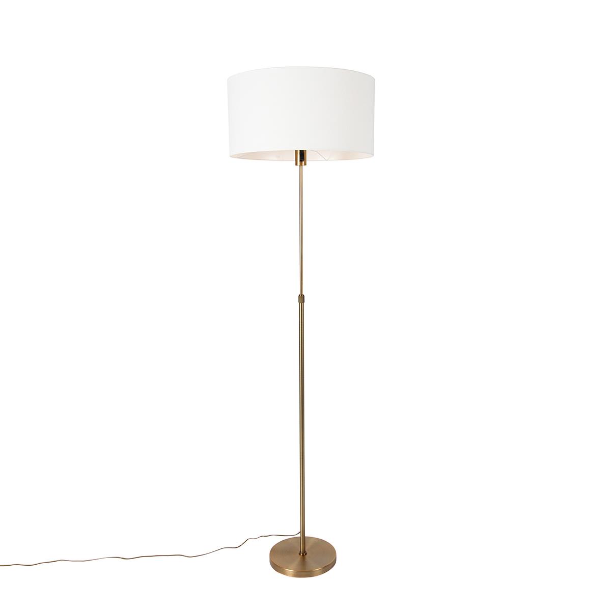 QAZQA Vloerlamp Verstelbaar Brons Met Kap Wit 50 Cm - Parte Kopen? Shop ...