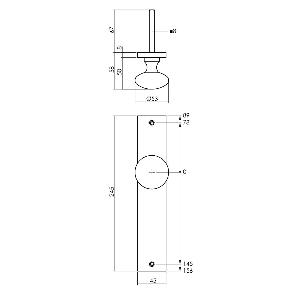 Intersteel Knopschild 245x45 mm blind zwart
