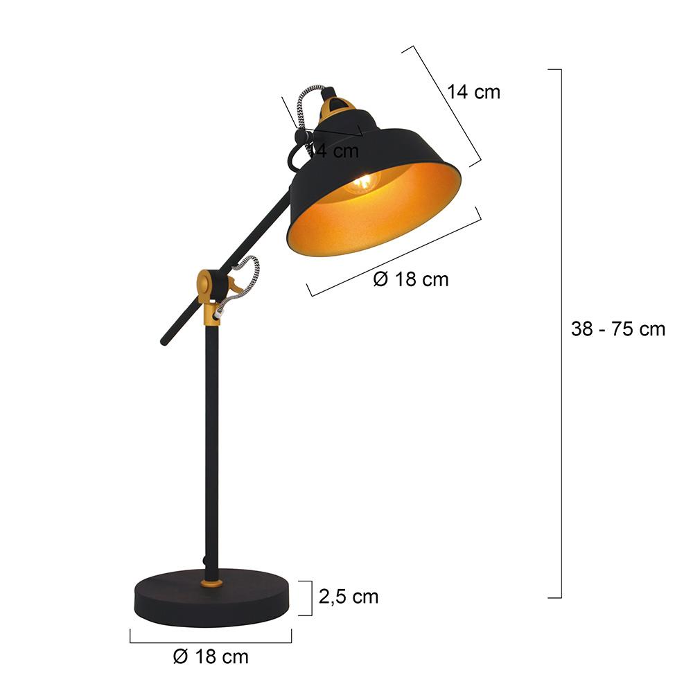 Mexlite - tafellamp - Nove - zwart - metaal - Ø 18cm - E27 - 1321ZW