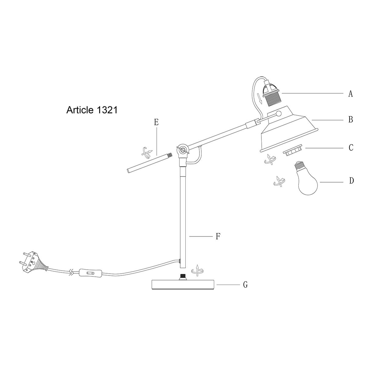 Mexlite - tafellamp - Nove - zwart - metaal - Ø 18cm - E27 - 1321ZW