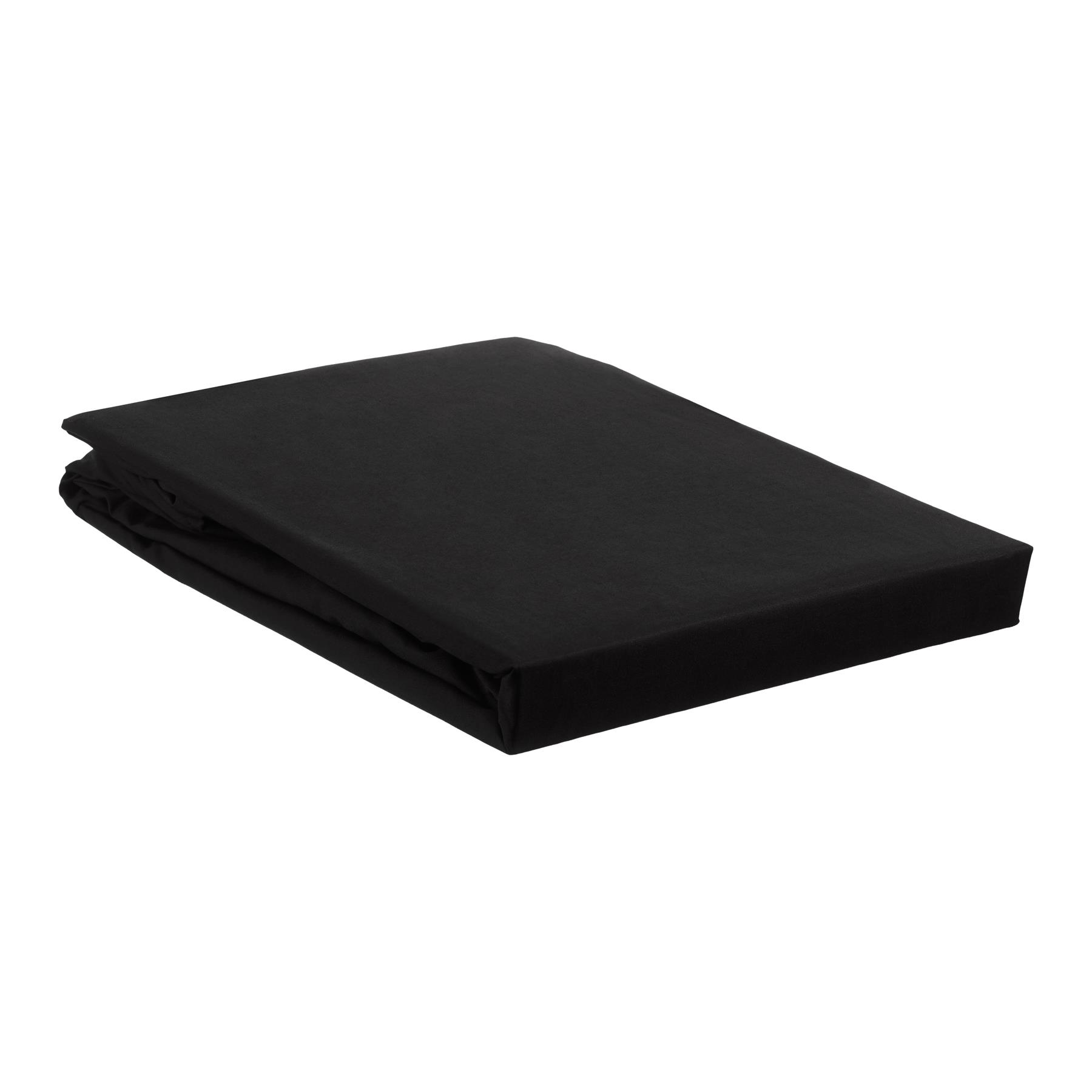 Ambiante Cotton Uni Hoeslaken 180 x 210/220 cm - Zwart