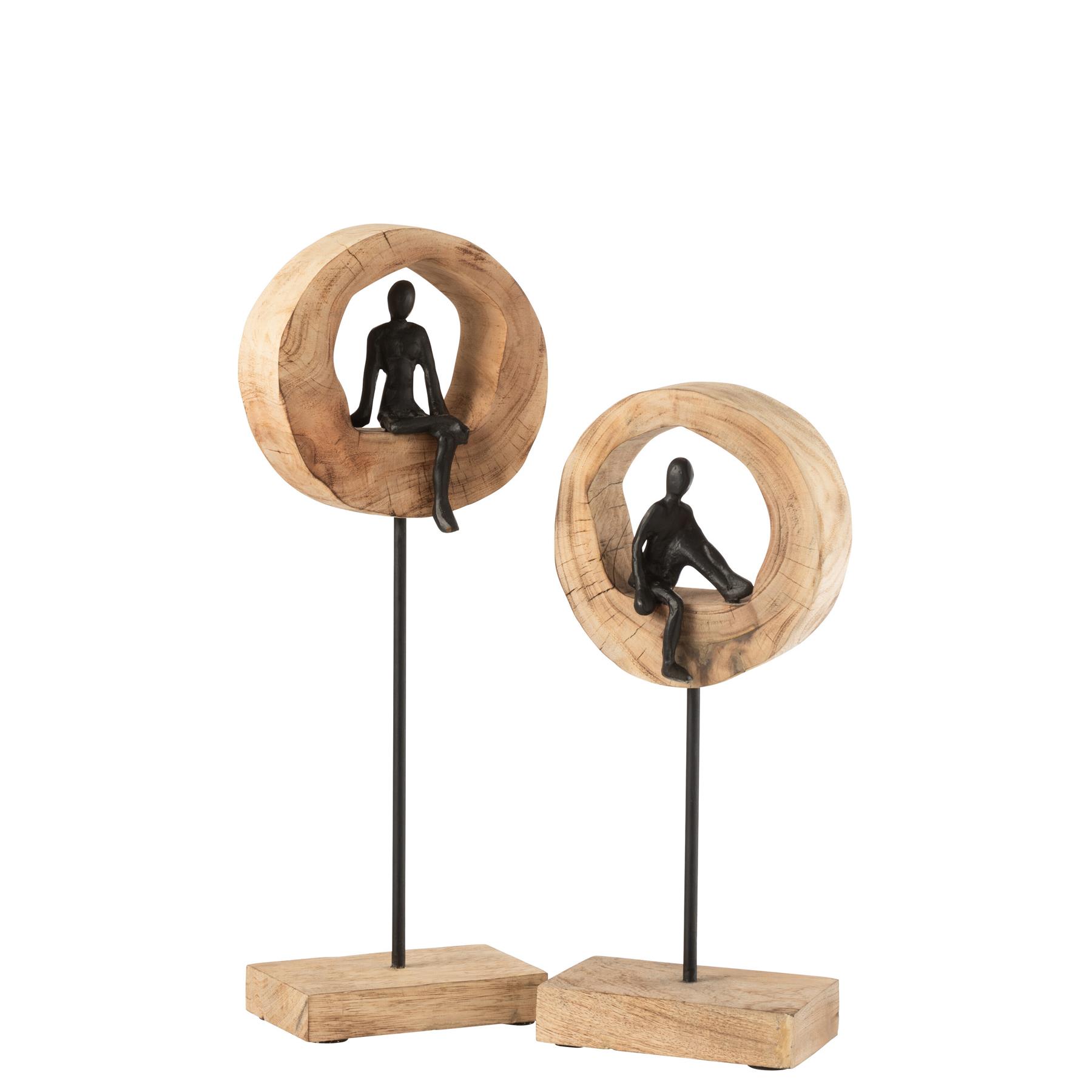 J-Line Beeld Figuur Ring Hoog Zwart Bruin
