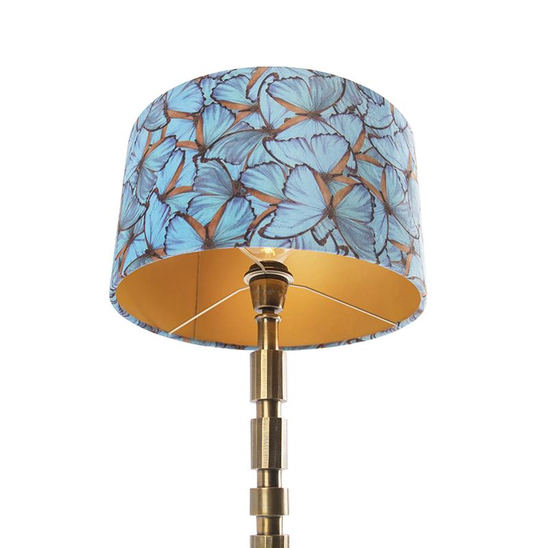 QAZQA Art deco tafellamp brons 35 cm kap vlinder dessin - Torre