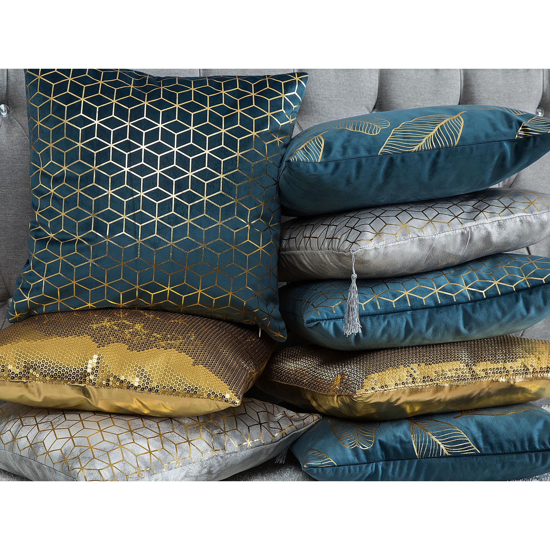 Beliani-FREESIA -Sierkussen set van 2-Blauw-45 x 45 cm-Fluweel