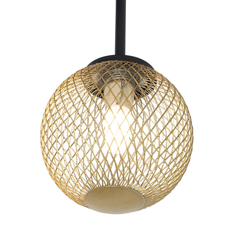 QAZQA Moderne plafondlamp zwart met goud 5-lichts - Athens Wire