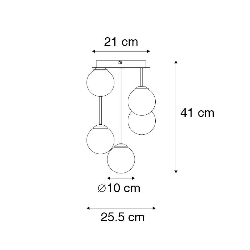 QAZQA Moderne plafondlamp zwart met goud 5-lichts - Athens Wire