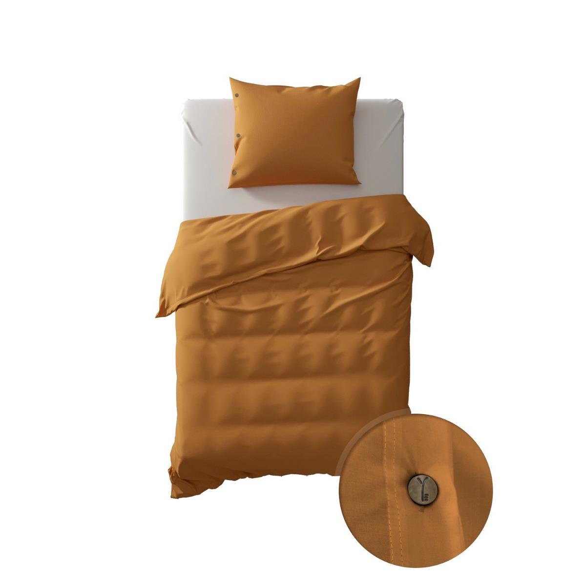 Yellow Dekbedovertrek Percale cognac brown