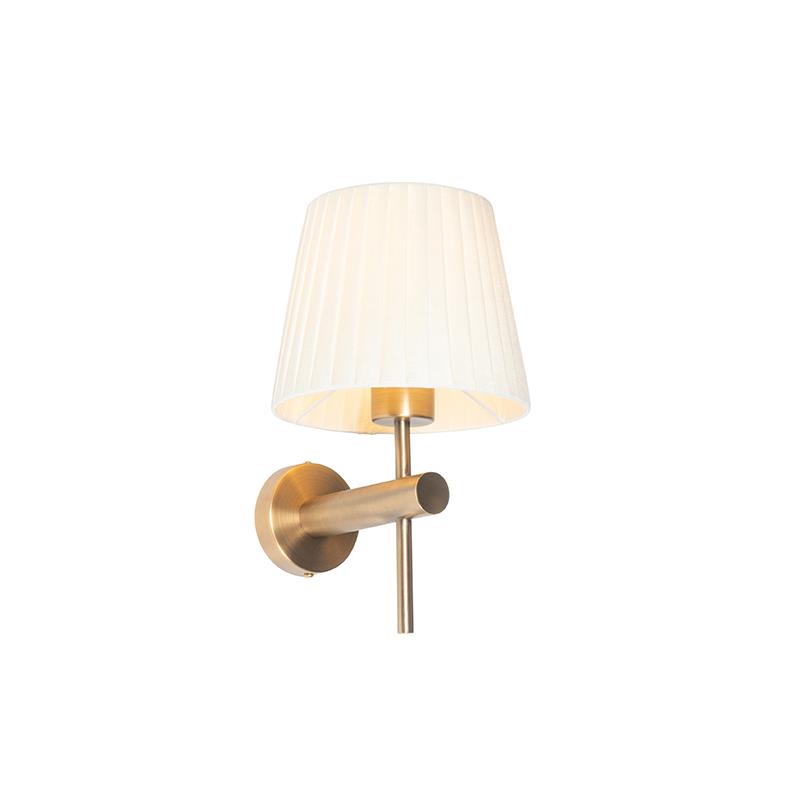 QAZQA Moderne wandlamp brons met witte kap - Pluk