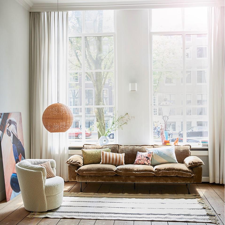 HKliving Retro Sofa 3-zitsbank - Velvet Corduroy - Aged Gold