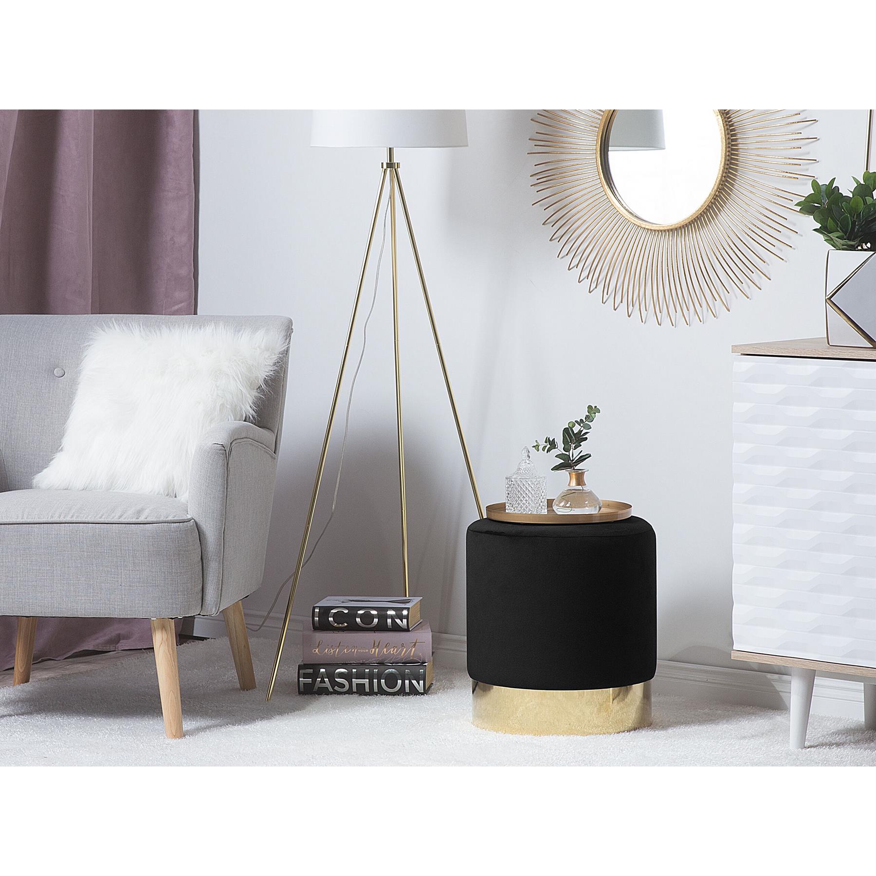 Beliani - SOPHIA - Poef - Zwart - 39 cm - Fluweel