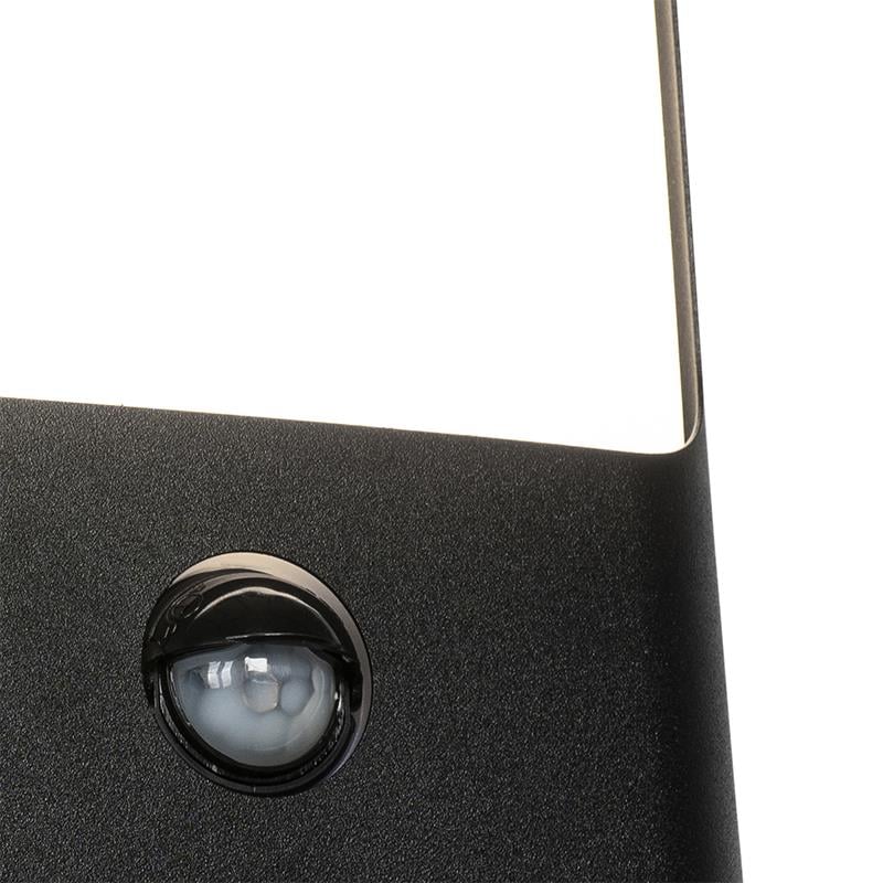 QAZQA Wandlamp zwart incl. LED IP44 met bewegingssensor - Khuvan