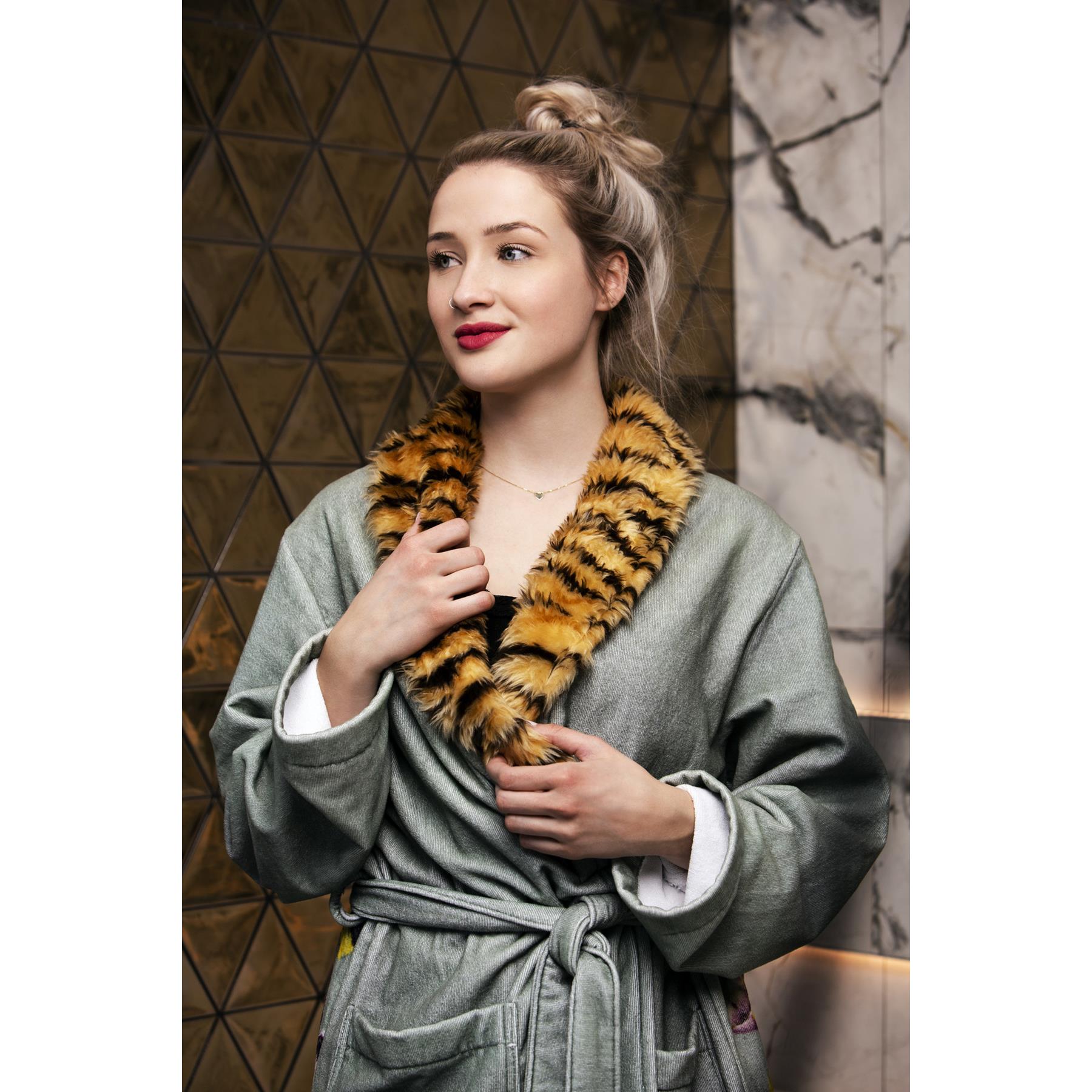 Jet Original Badjas Velours Tiger - groen