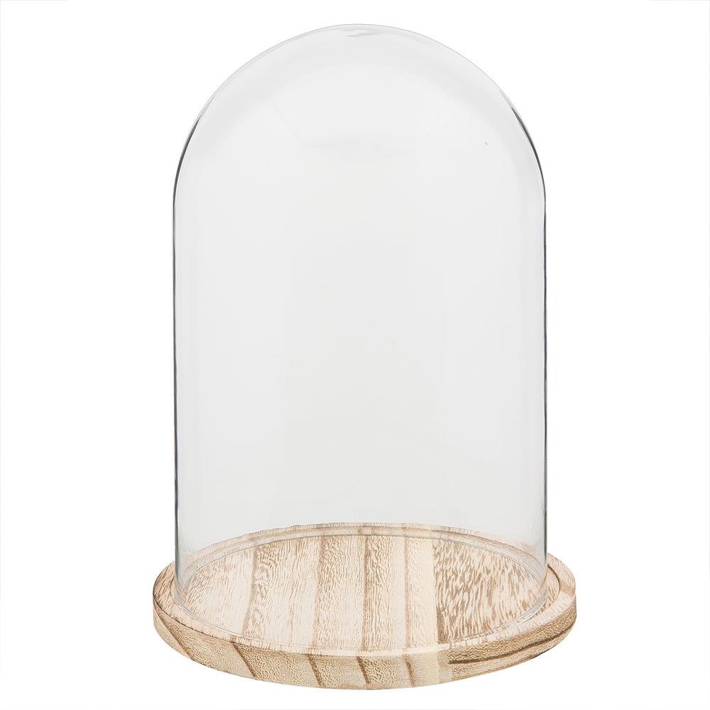 Clayre & Eef Stolp  Ø 17x25 cm Glas Hout Rond Glazen Stolp