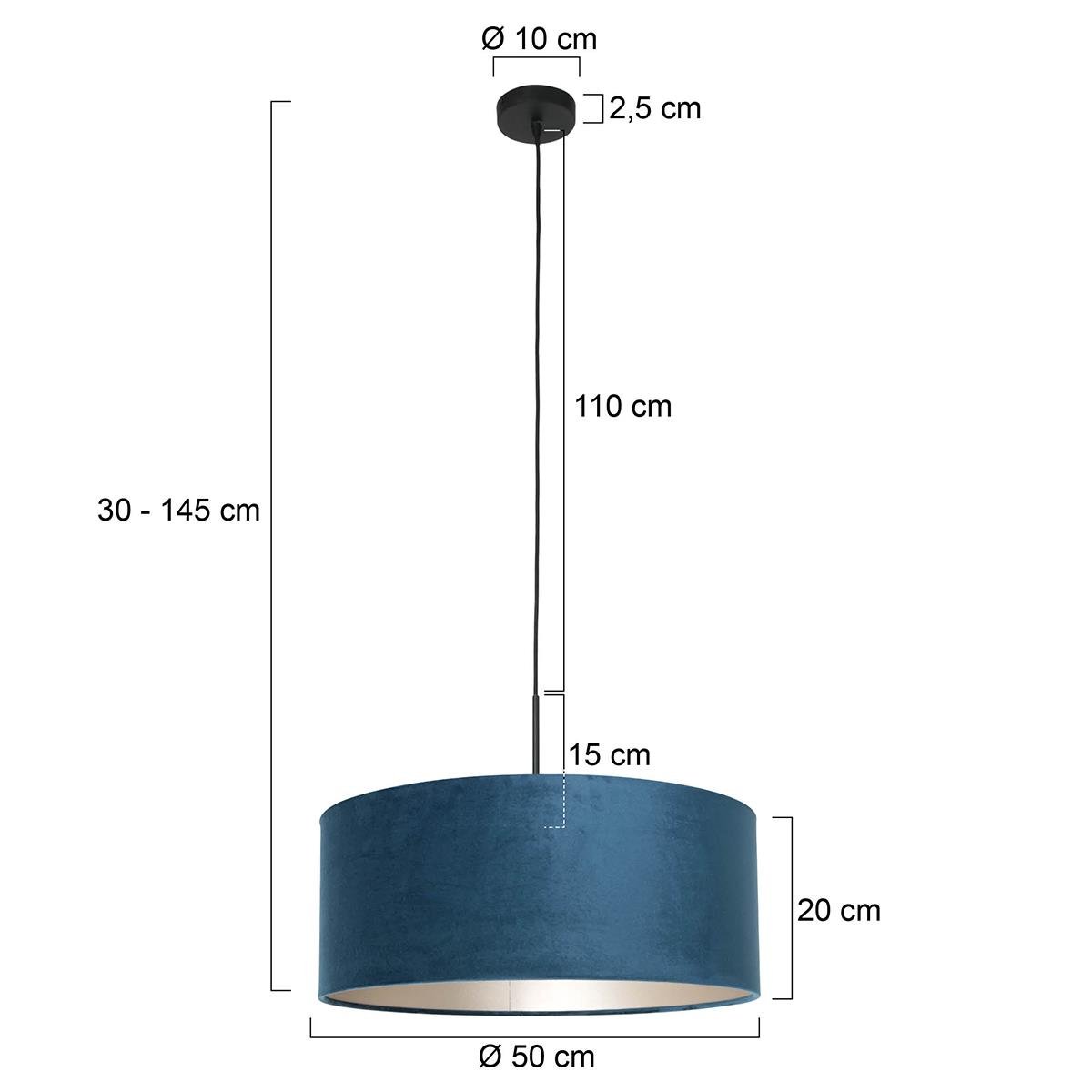Steinhauer - hanglamp - Sparkled Light - blauw - metaal velours stof - Ø 50cm - E27 - 8248ZW