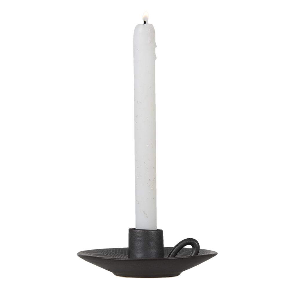 Clayre & Eef Kandelaar  Ø 13x4 cm Grijs Porselein Rond
